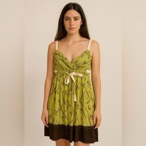 BCBGMaxAzria Green and Brown Mini Dress